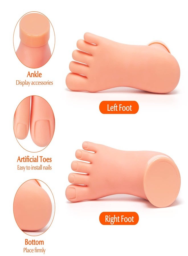 krofaue Practice Fake Foot Model 1 Pair Flexible Soft Silicone Prosthetic Manicure Tool for Nail Tips Art Training - Image 4